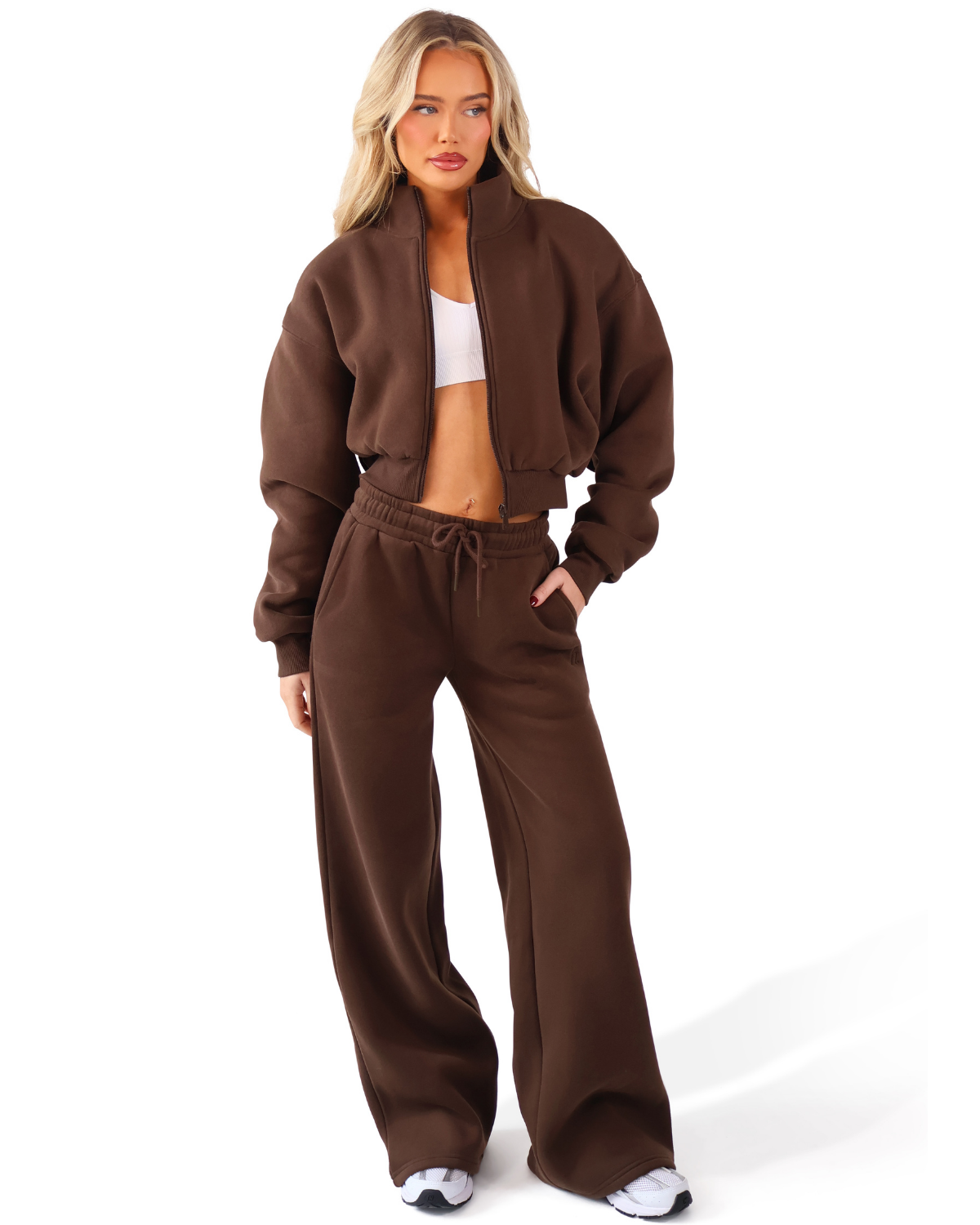 ‘Signature Staples’ Wide Leg Joggers - Brown