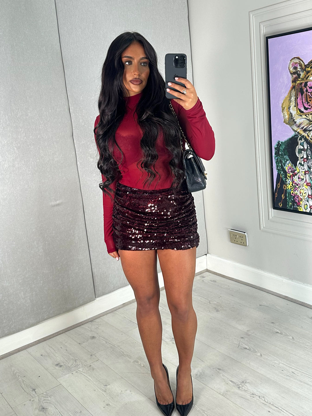 ‘Ruby’ Mesh Bodysuit - Burgundy Mesh