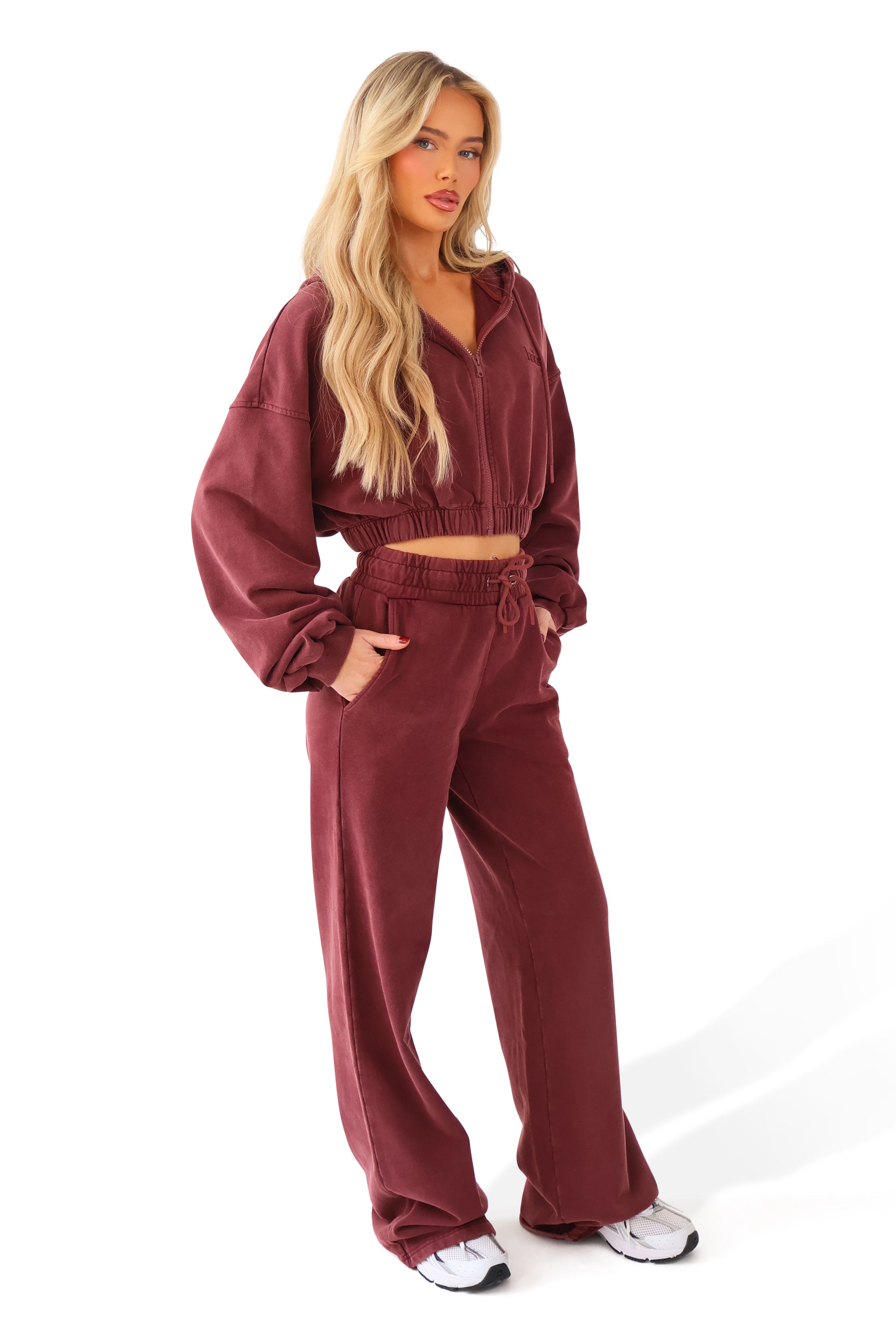 THH Wide Leg Jogger - Burgundy