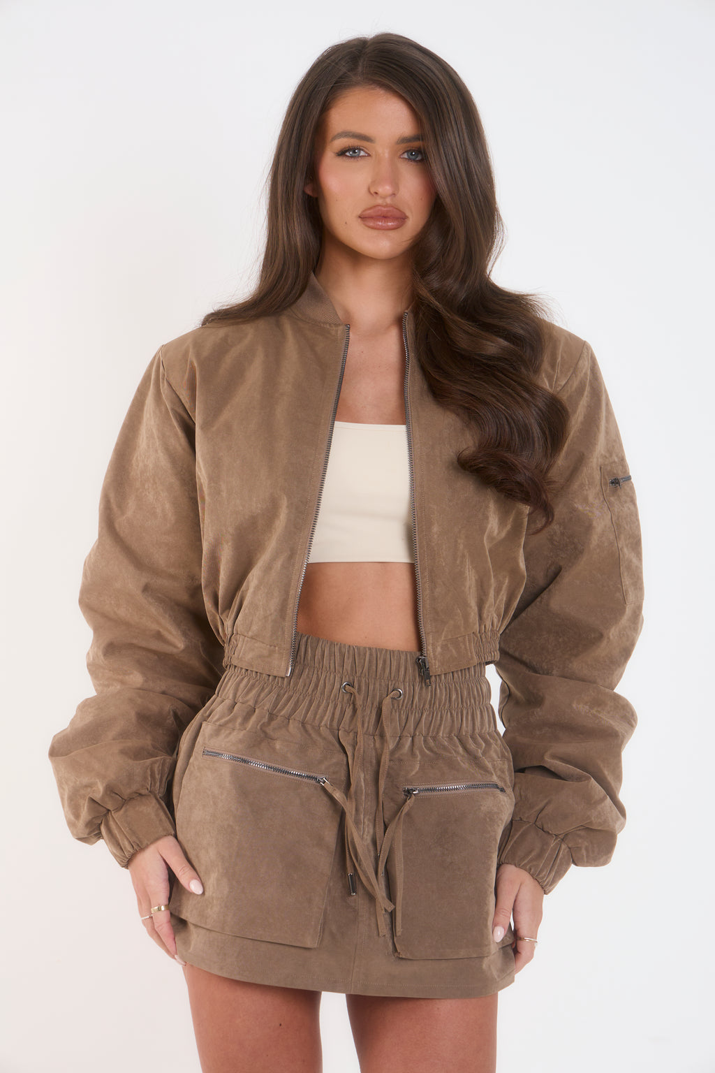 Cargo Inspired Mini Skirt - Brown