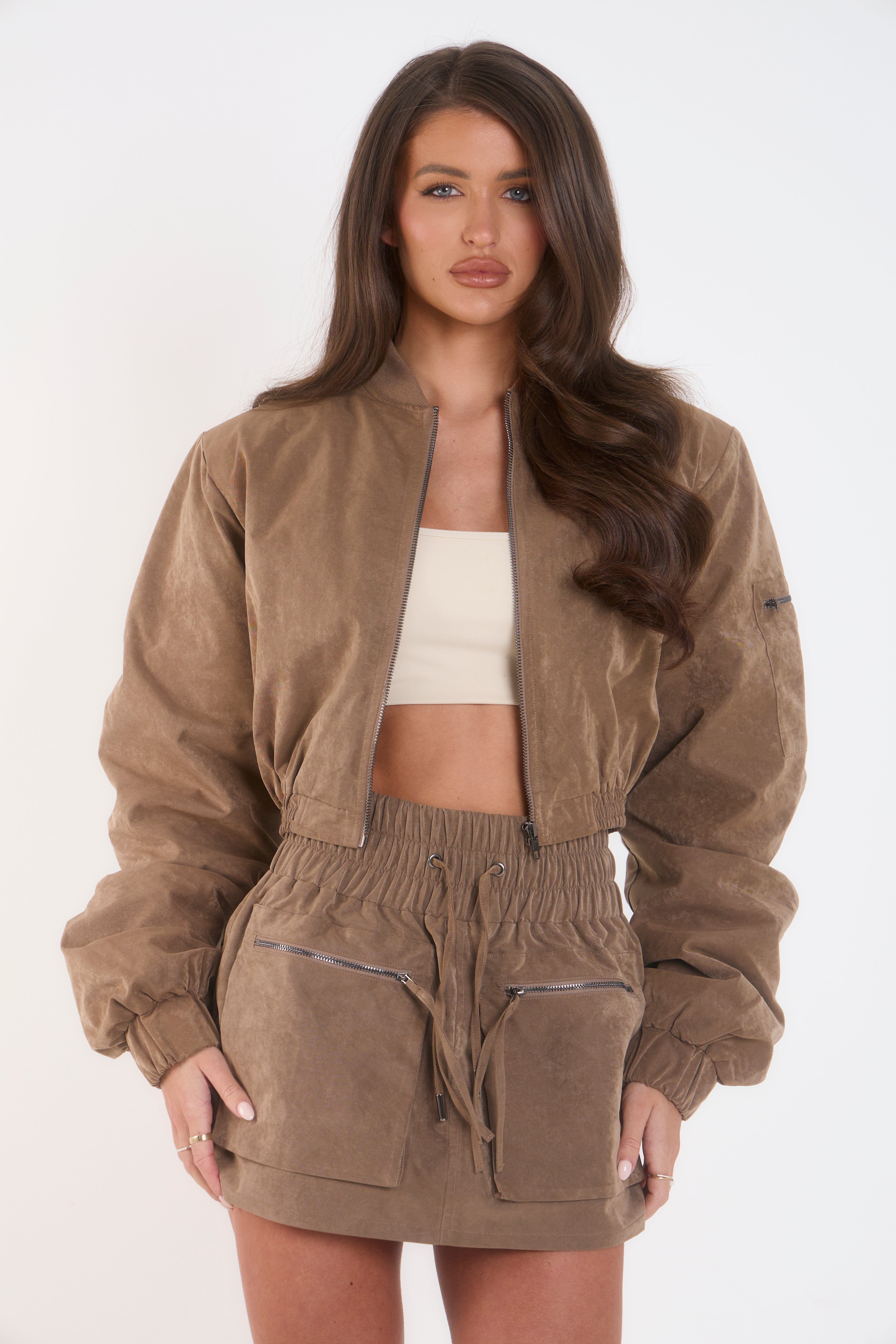 Cargo Inspired Mini Skirt - Brown