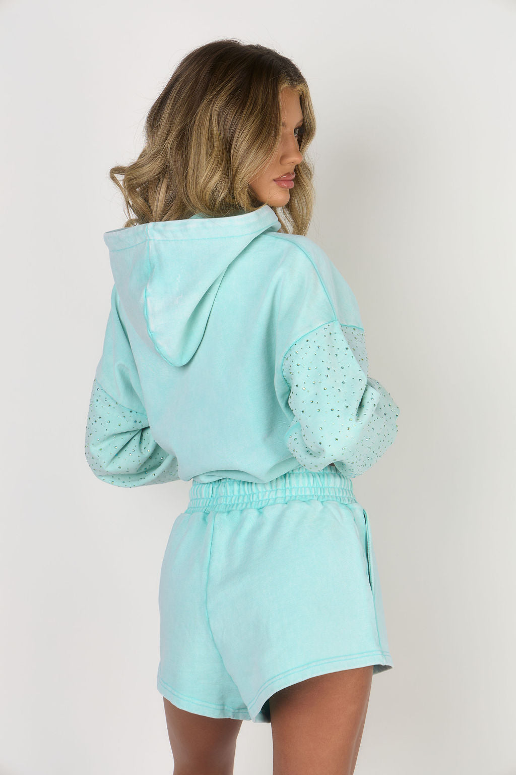 The Rhinestone Zip Jacket - ‘Honey’ Turquoise
