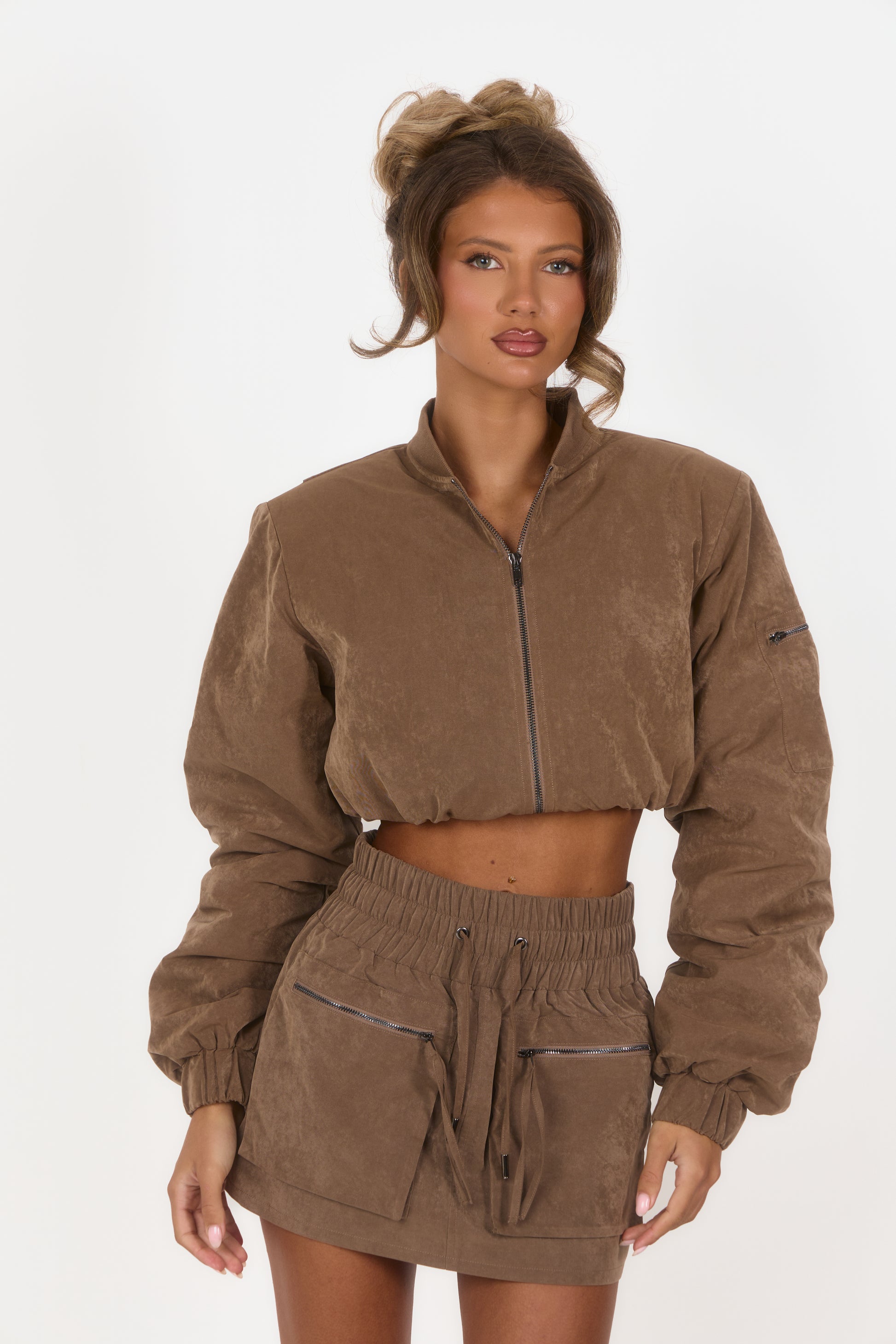 Cargo Inspired Mini Skirt - Brown