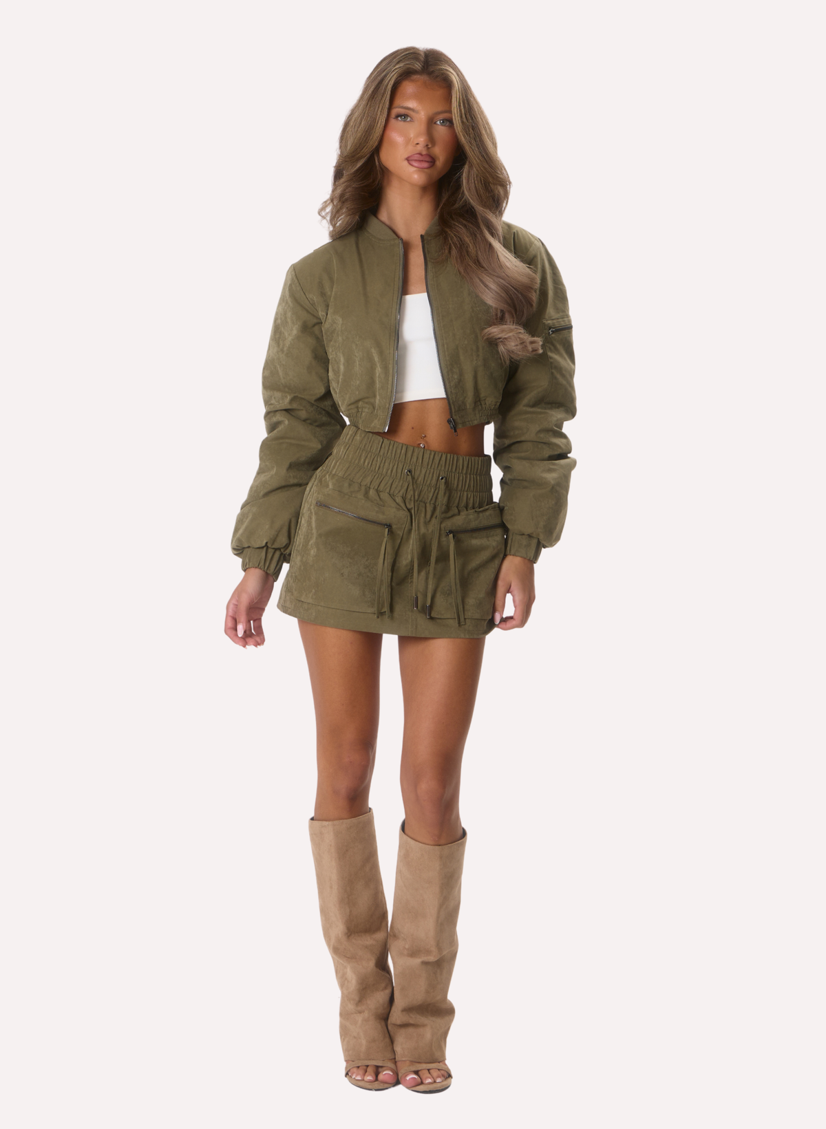Indie' Cargo Mini Skirt - Khaki