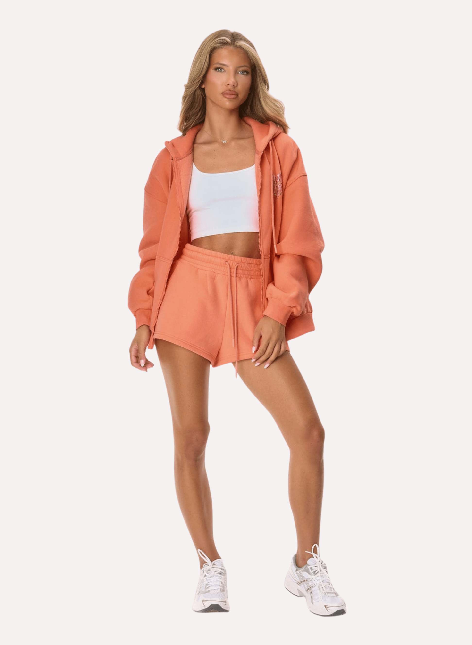The Honey Hut High Waist Slogan Jogger Short - Orange Heart High Waist Slogan Jogger Short - Orange Heart