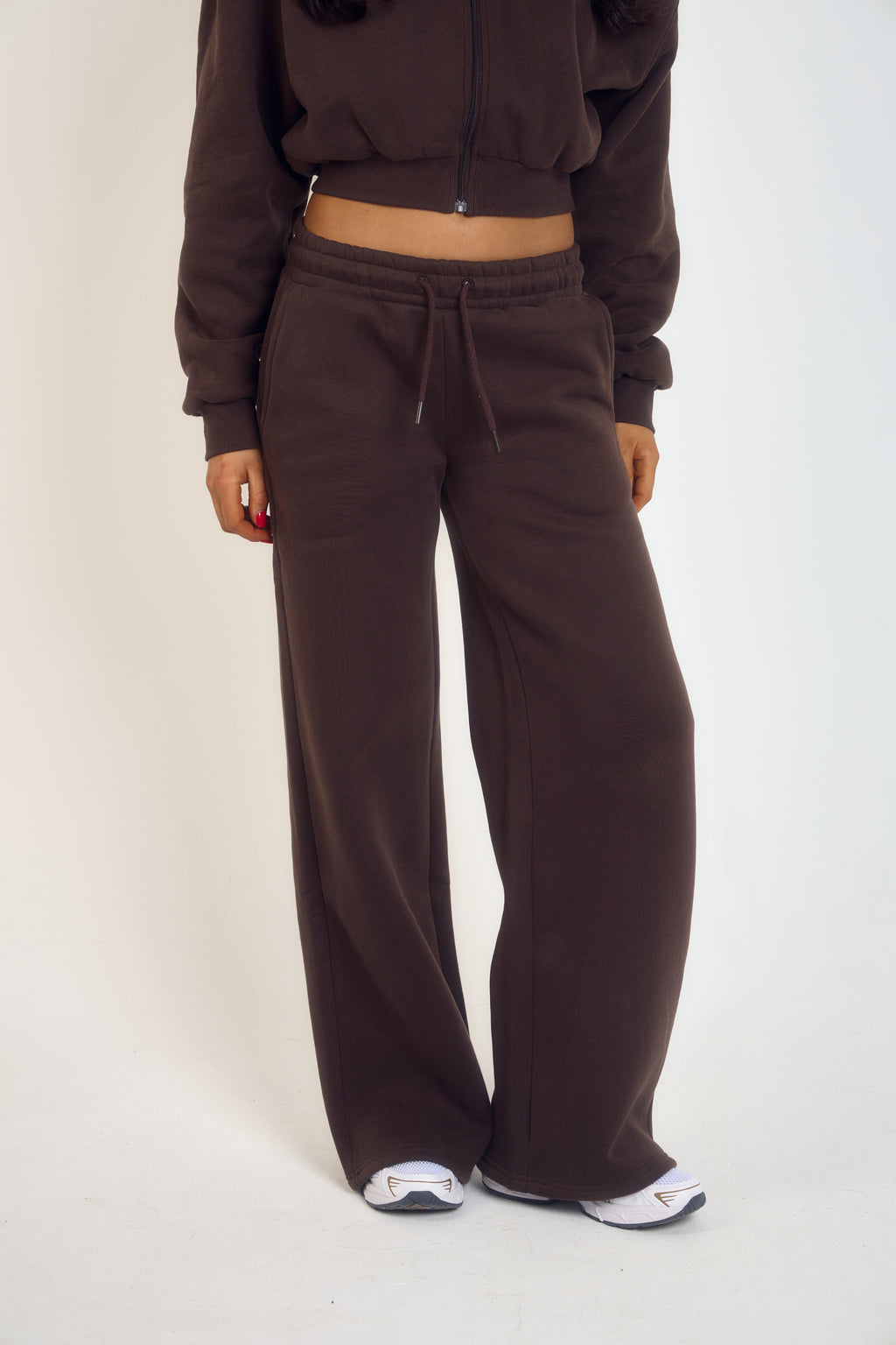 ‘Signature Staples’ Wide Leg Joggers - Brown
