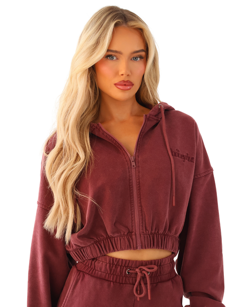 THH Crop Zip Jacket - Burgundy