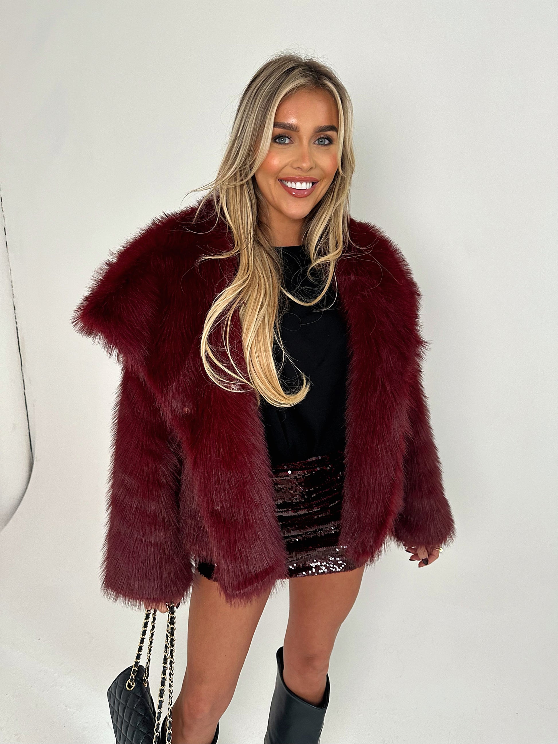 THH Sequin Skirt - Burgundy