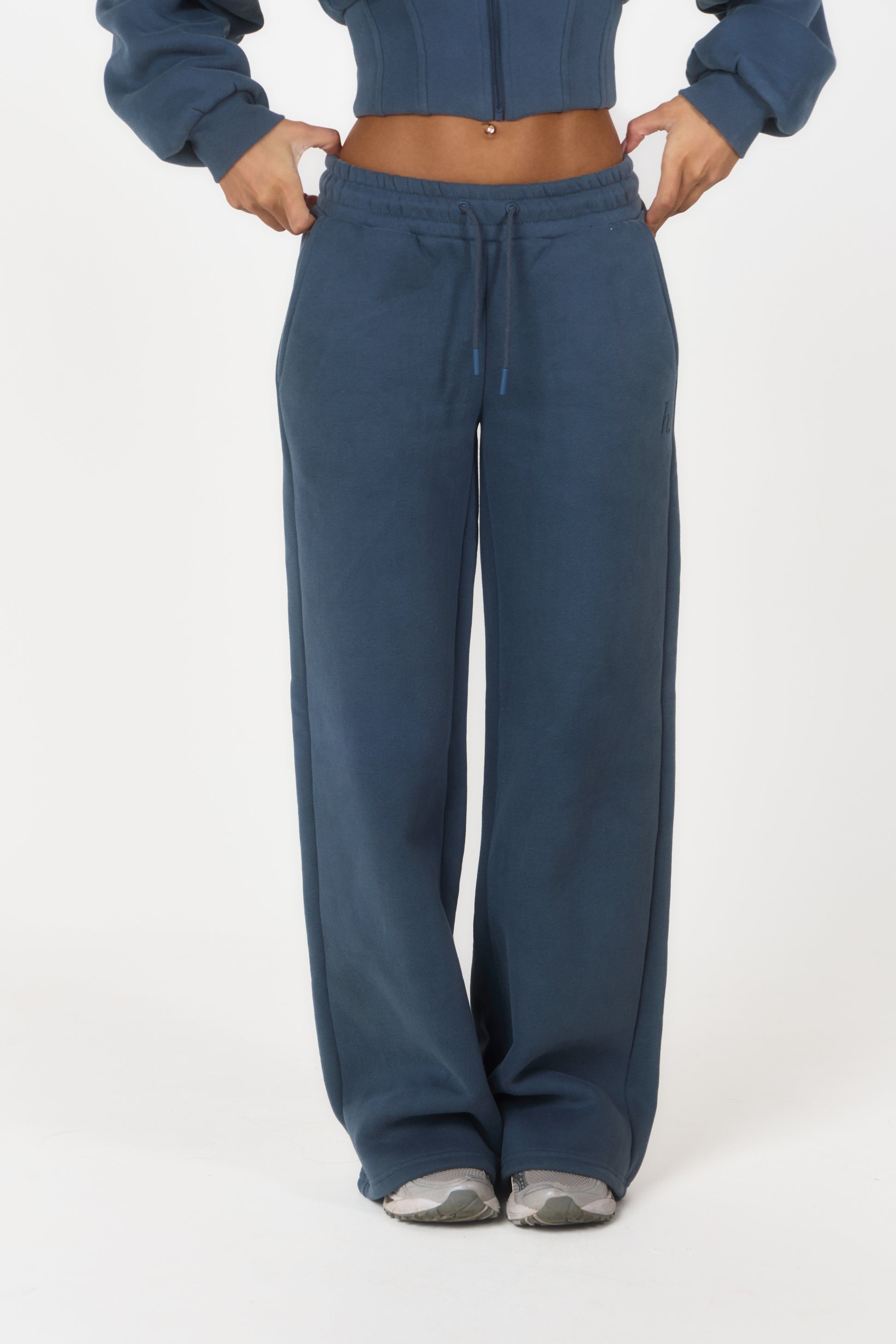 ‘Signature Staples’ Wide Leg Joggers - Blue