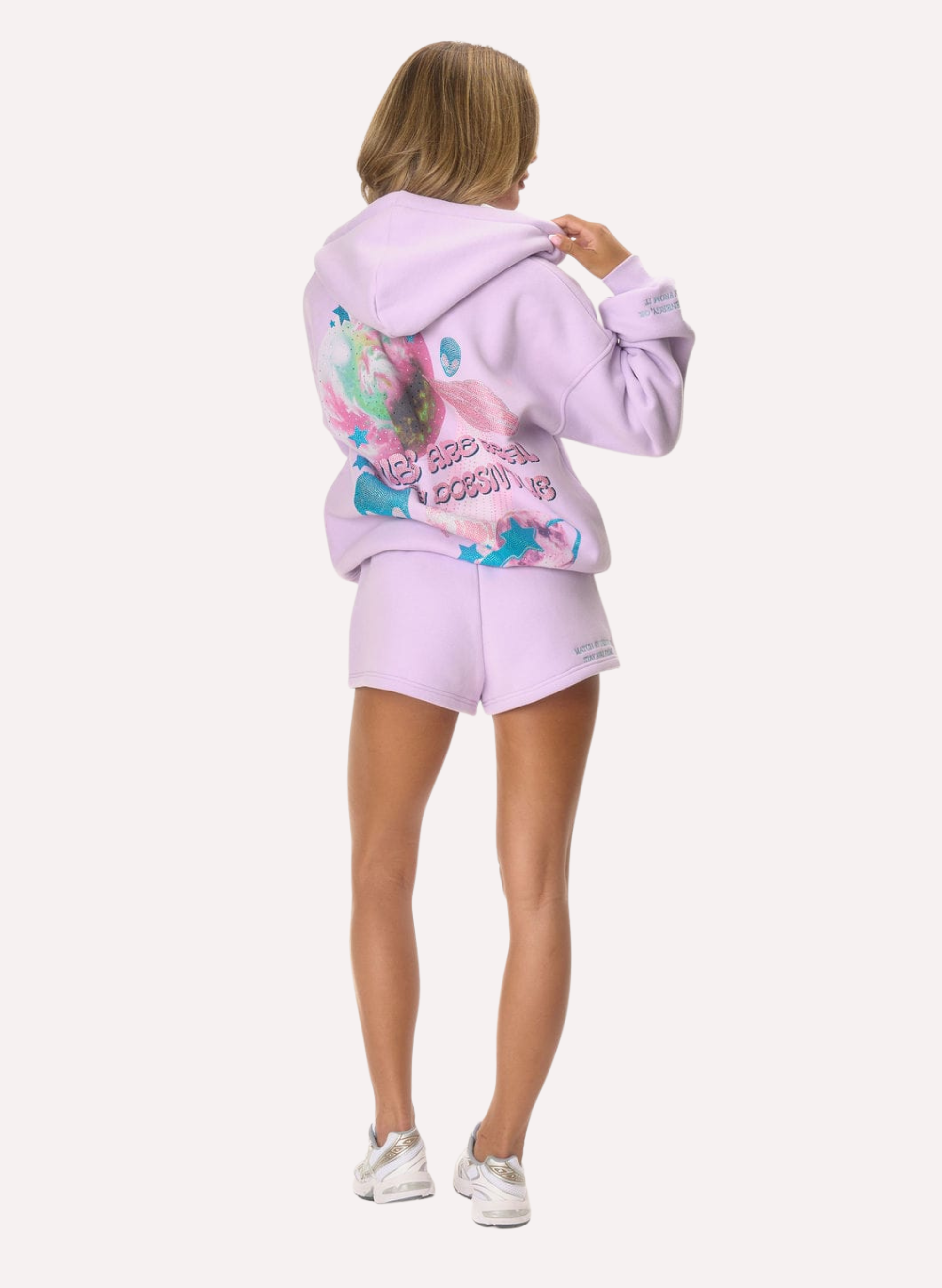 Graphic Rhinestone Zip Jacket - Lilac Space