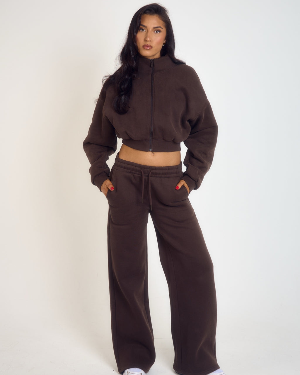 ‘Signature Staples’ Wide Leg Joggers - Brown