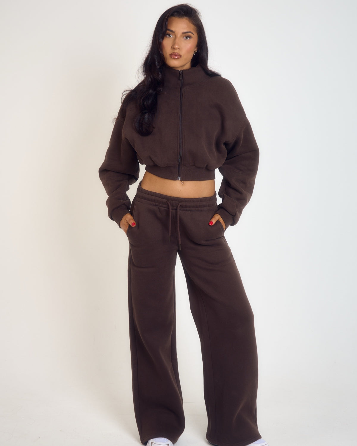 ‘Signature Staples’ Wide Leg Joggers - Brown
