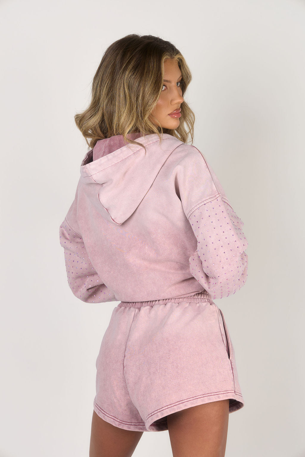 The Rhinestone Zip Jacket - ‘Honey’ Pink