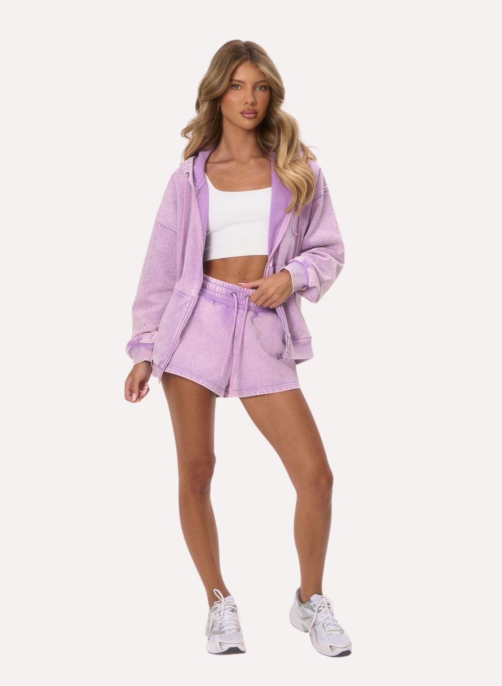 The Rhinestone Zip Jacket - ‘H' Applique Purple
