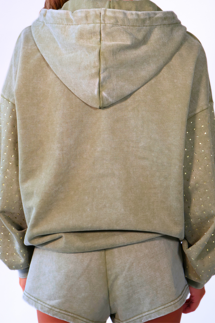 THH Rhinestone Zip Jacket - ‘Honey’ Khaki