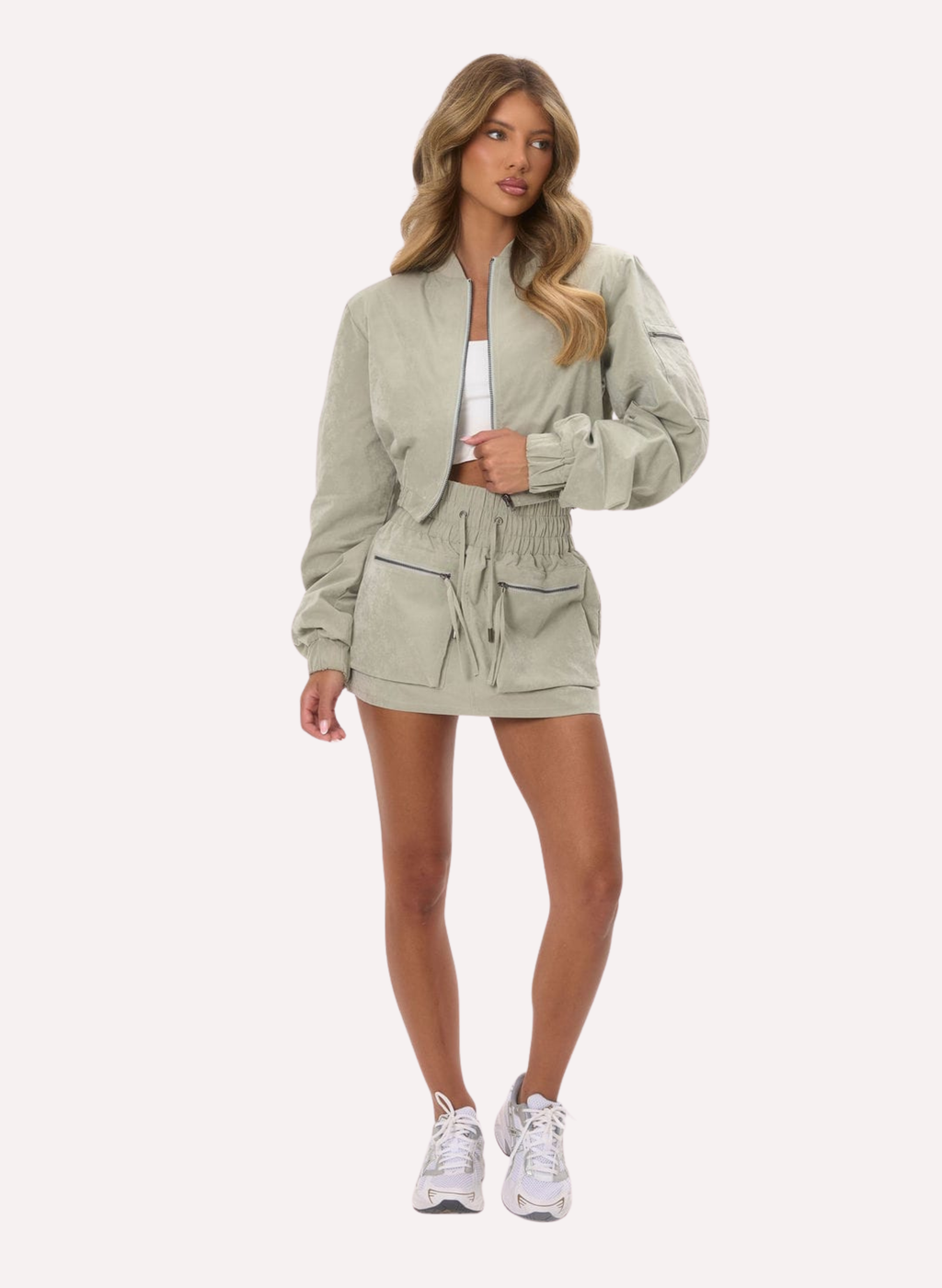 Shoulder Pad Bomber Jacket - Green