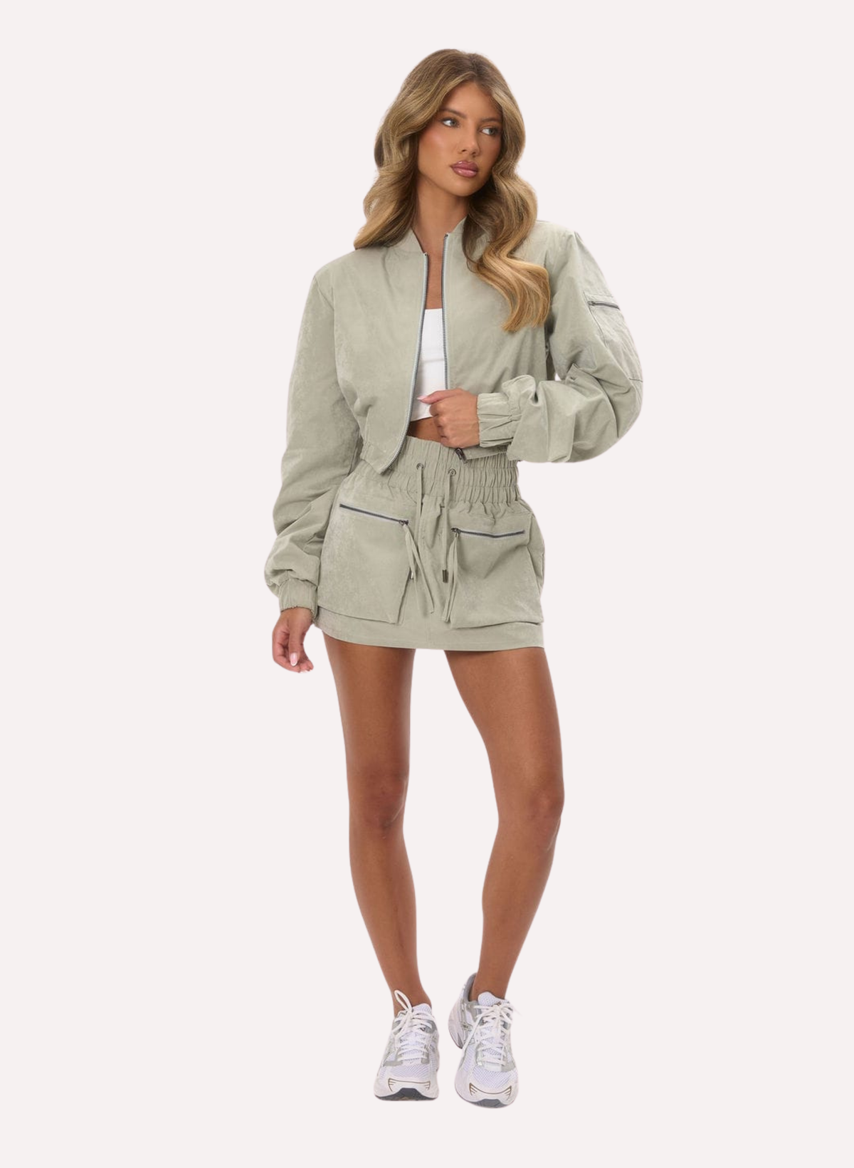 Shoulder Pad Bomber Jacket - Green