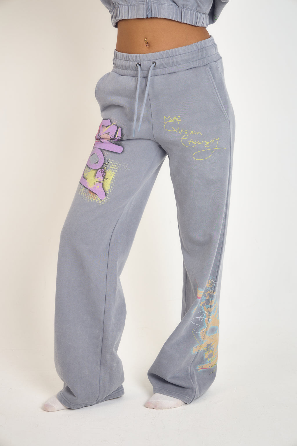 THH Wide Leg Jogger - Grey Graffiti
