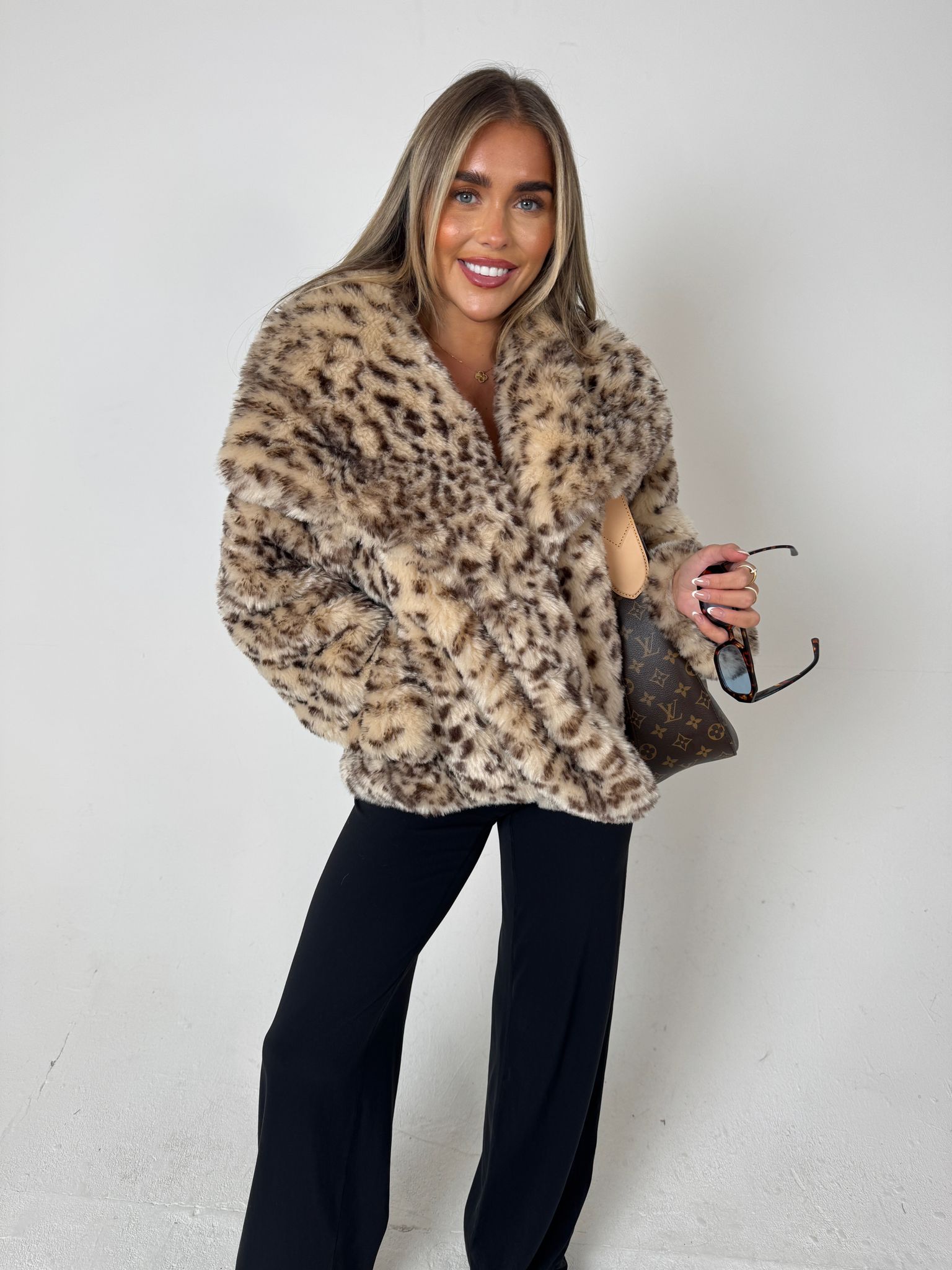 ‘Rae’ Leopard Faux Fur Coat