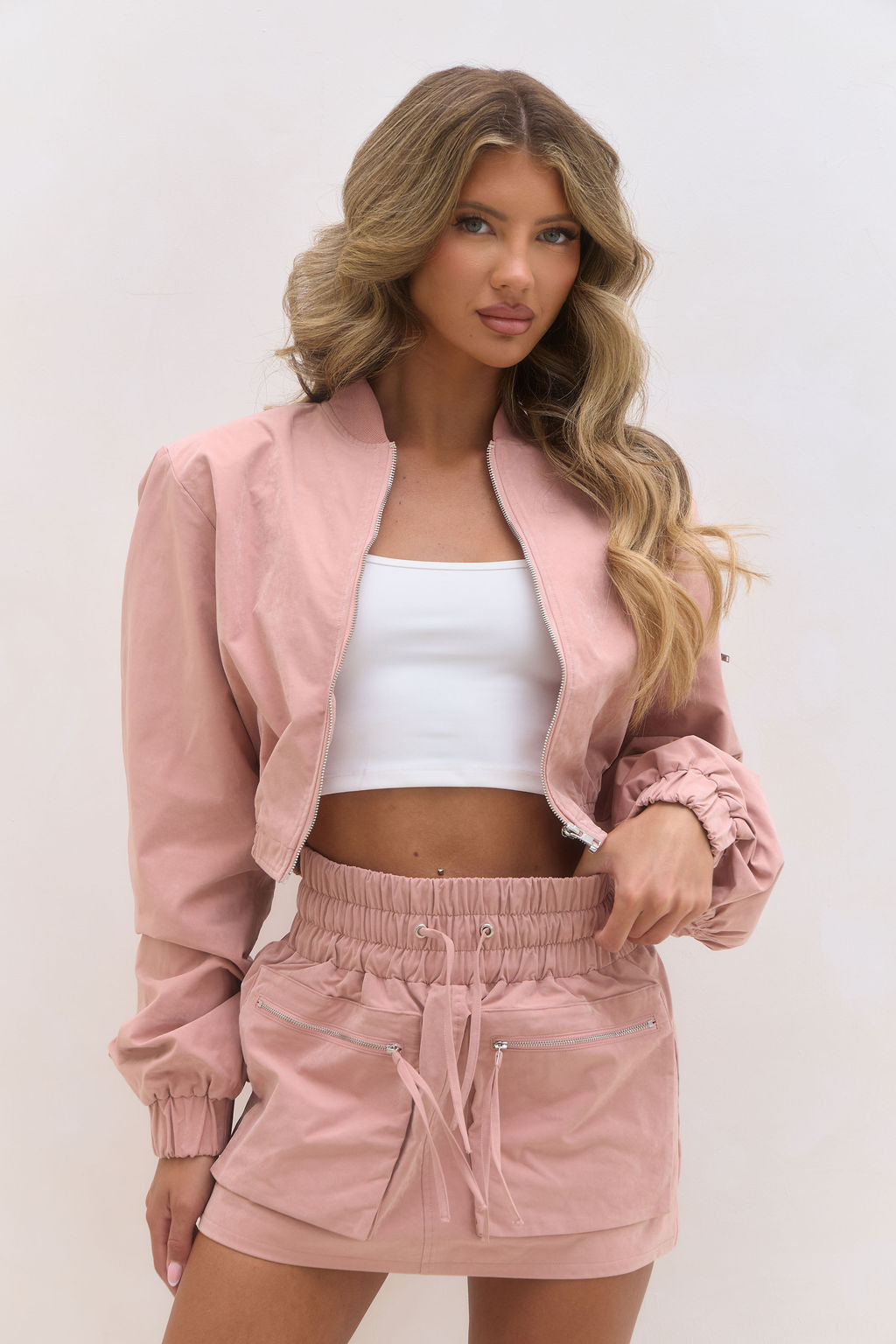 Cargo Inspired Mini Skirt - Pink