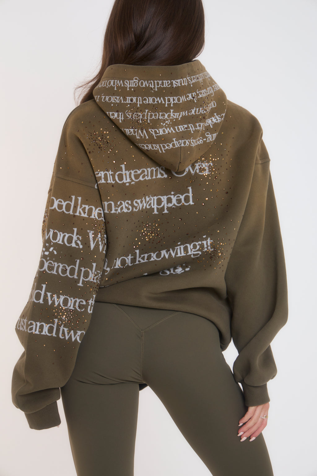'Our Story' Rhinestone Hoodie - Khaki