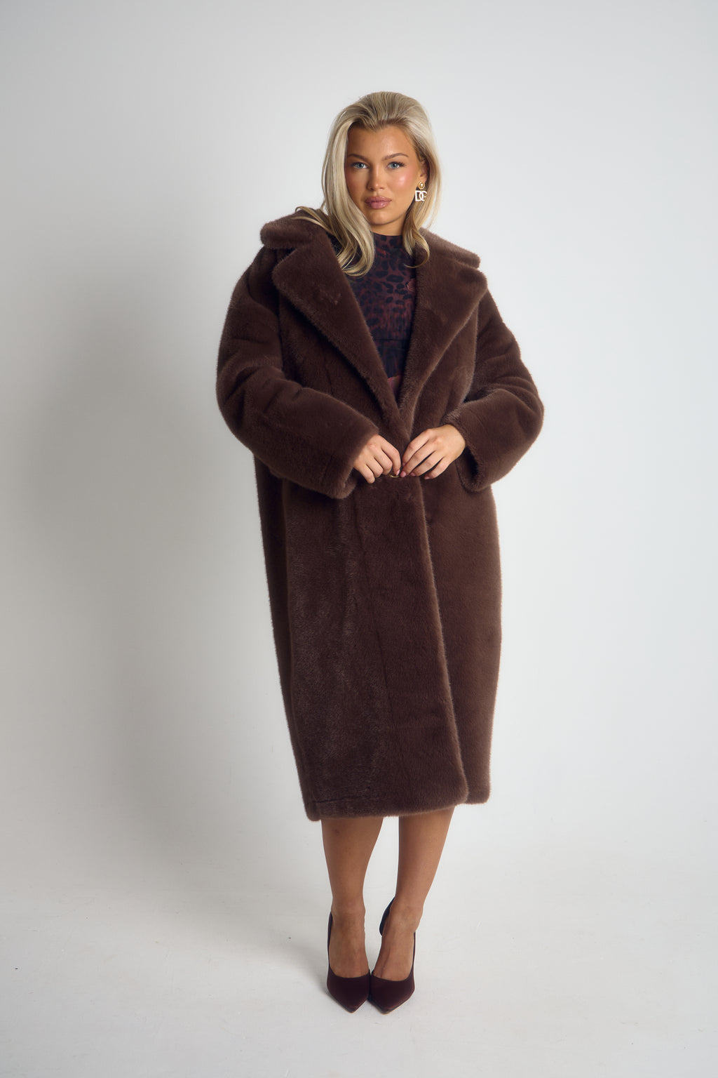 ‘Bella’ Long Line Faux Fur Coat