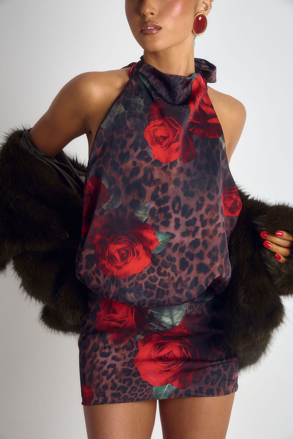 ‘Alexis’ Faux Fur Coat - Green