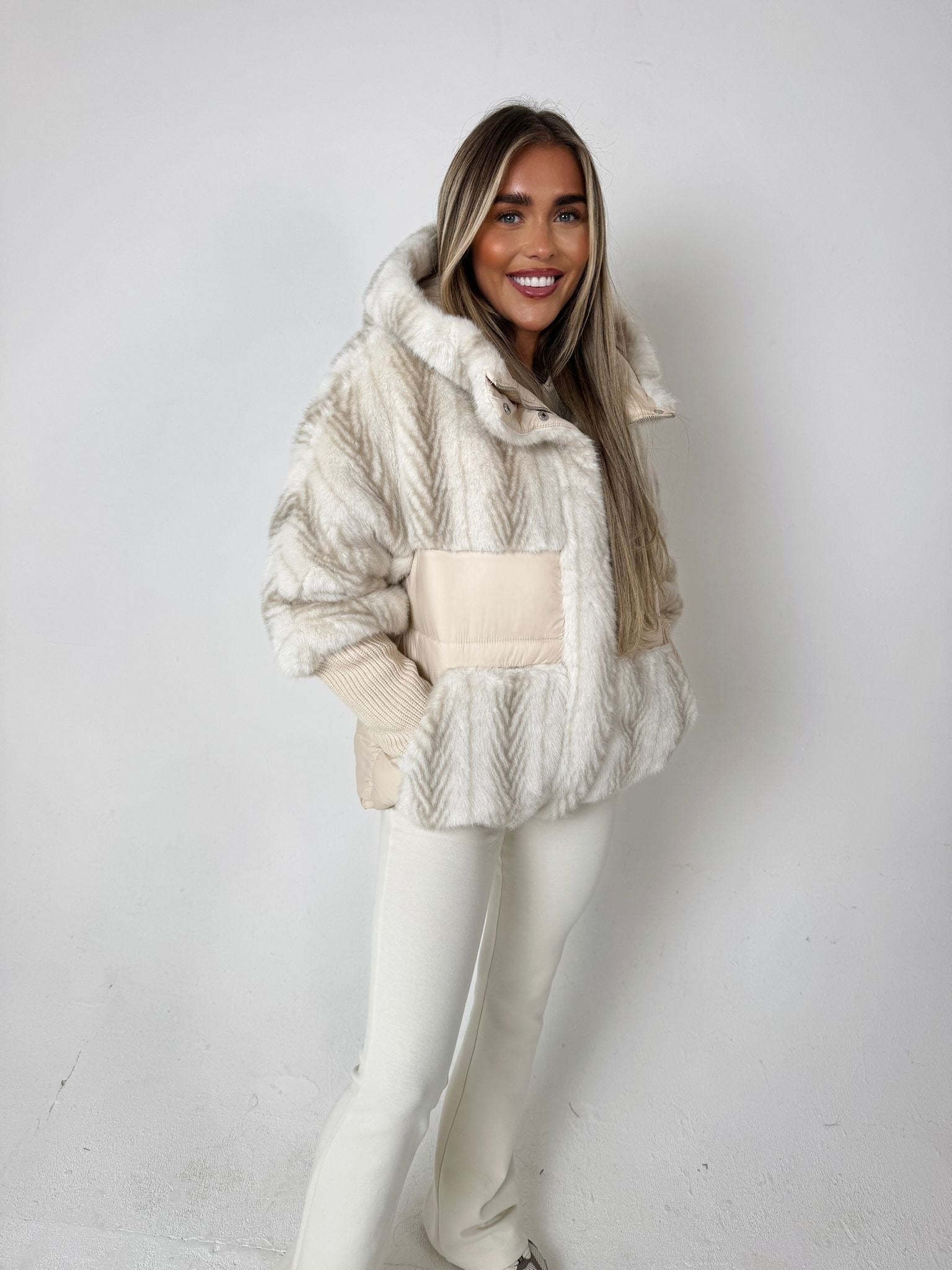 ‘Wren’ Faux Fur Puffer Coat