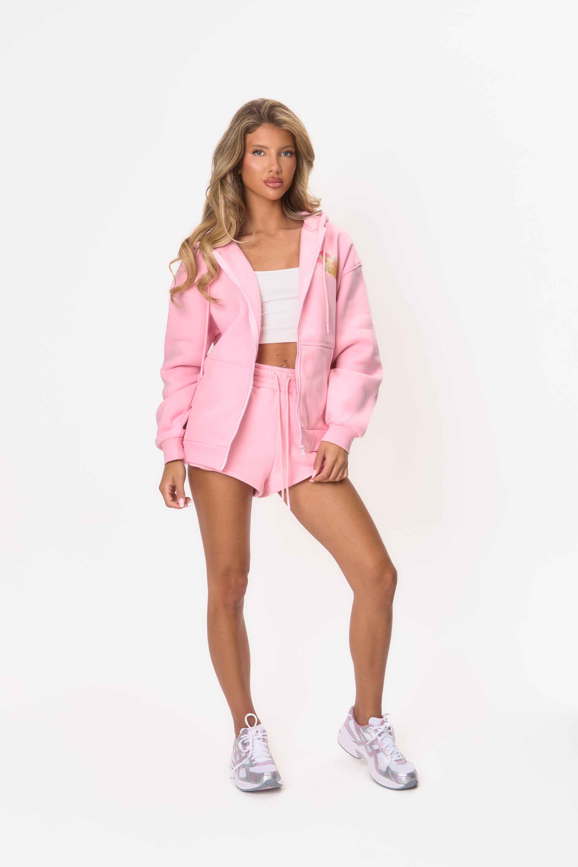EARLY ACCESS: Graphic Rhinestone Zip Jacket - Pink Martini
