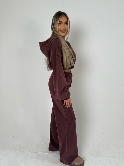 THH Crop Zip Jacket - Burgundy