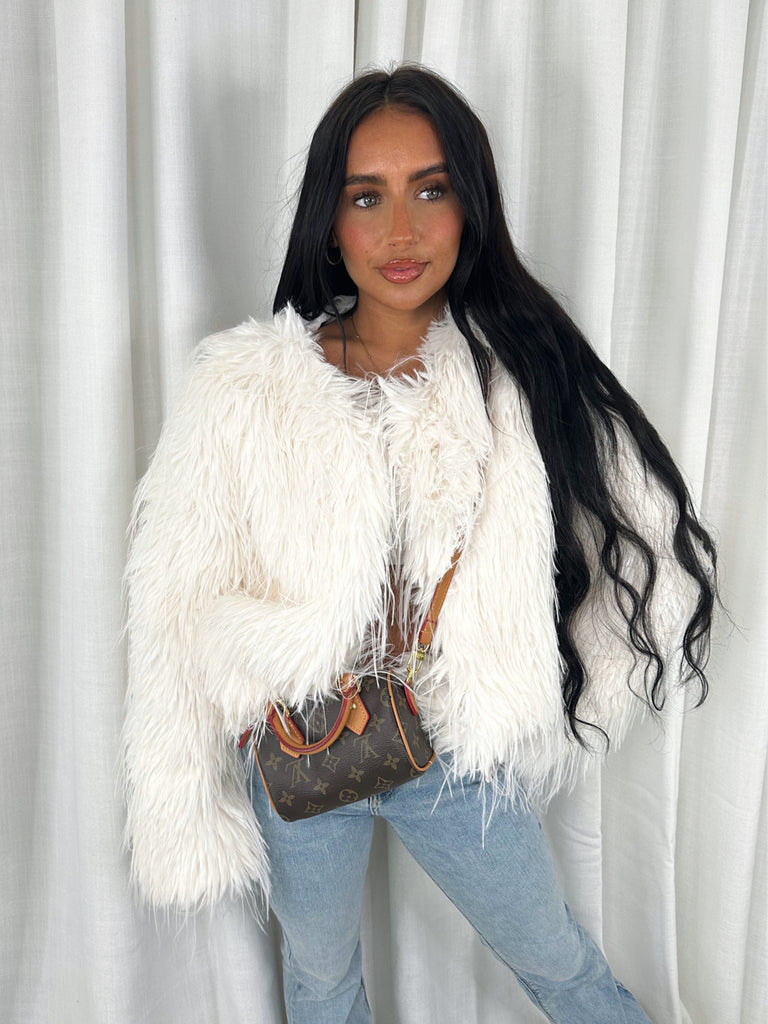 ‘Frankie’ Faux Fur Coat - Cream