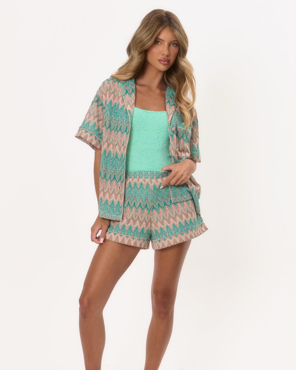 Short Sleeve Beach Shirt - Green