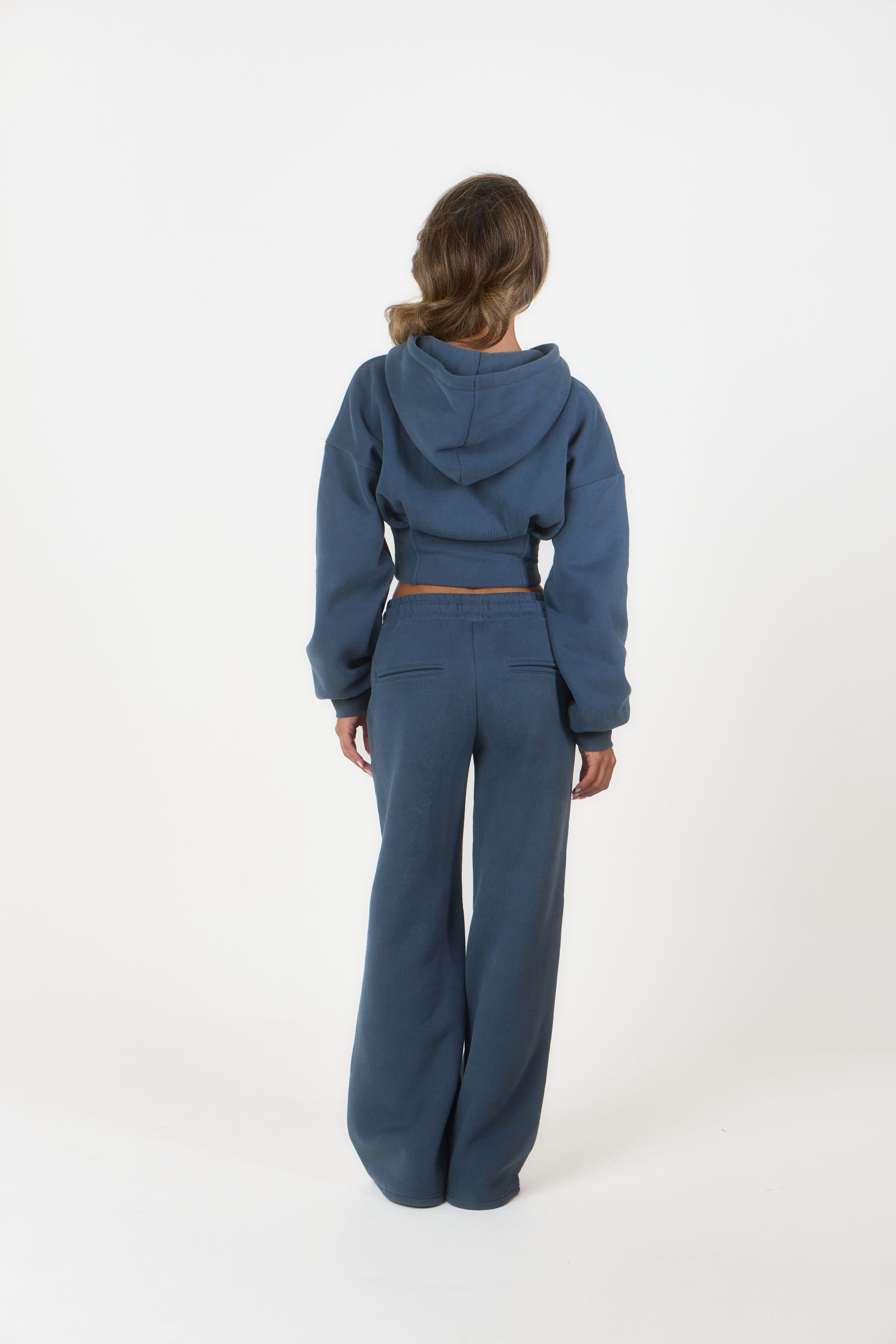 ‘Signature Staples’ Corset Hooded Jacket - Blue