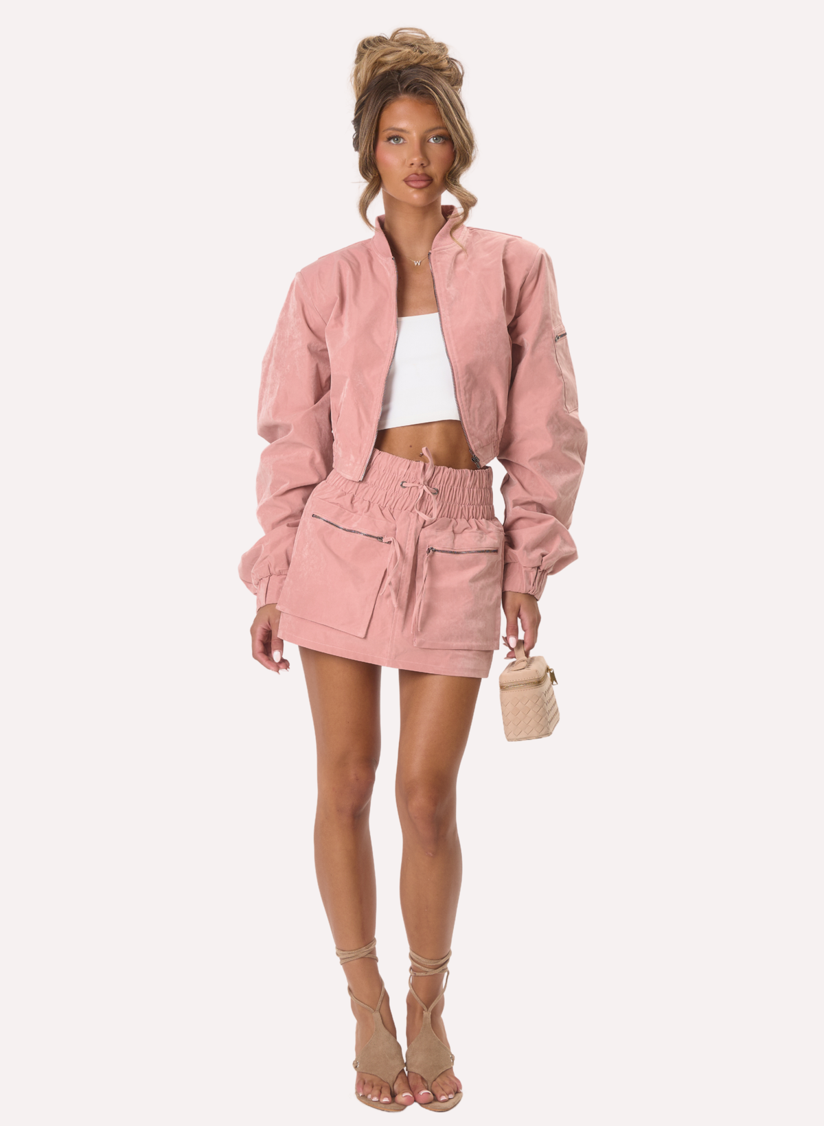 Cargo Inspired Mini Skirt - Pink