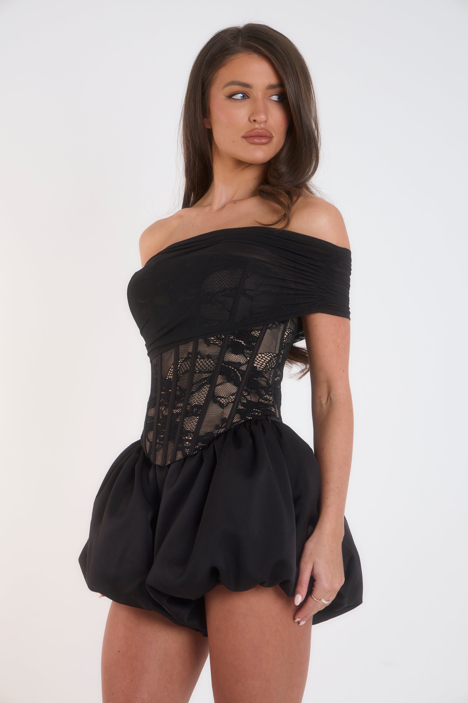 Satin Puff Ball Shorts - Black