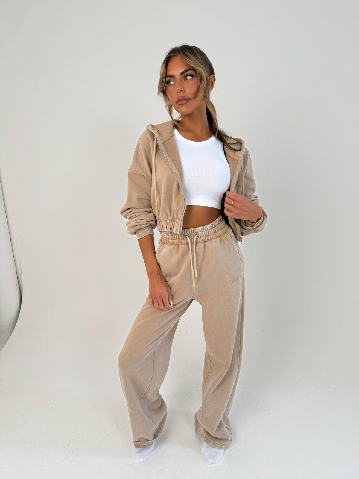 THH Crop Zip Jacket - Latte