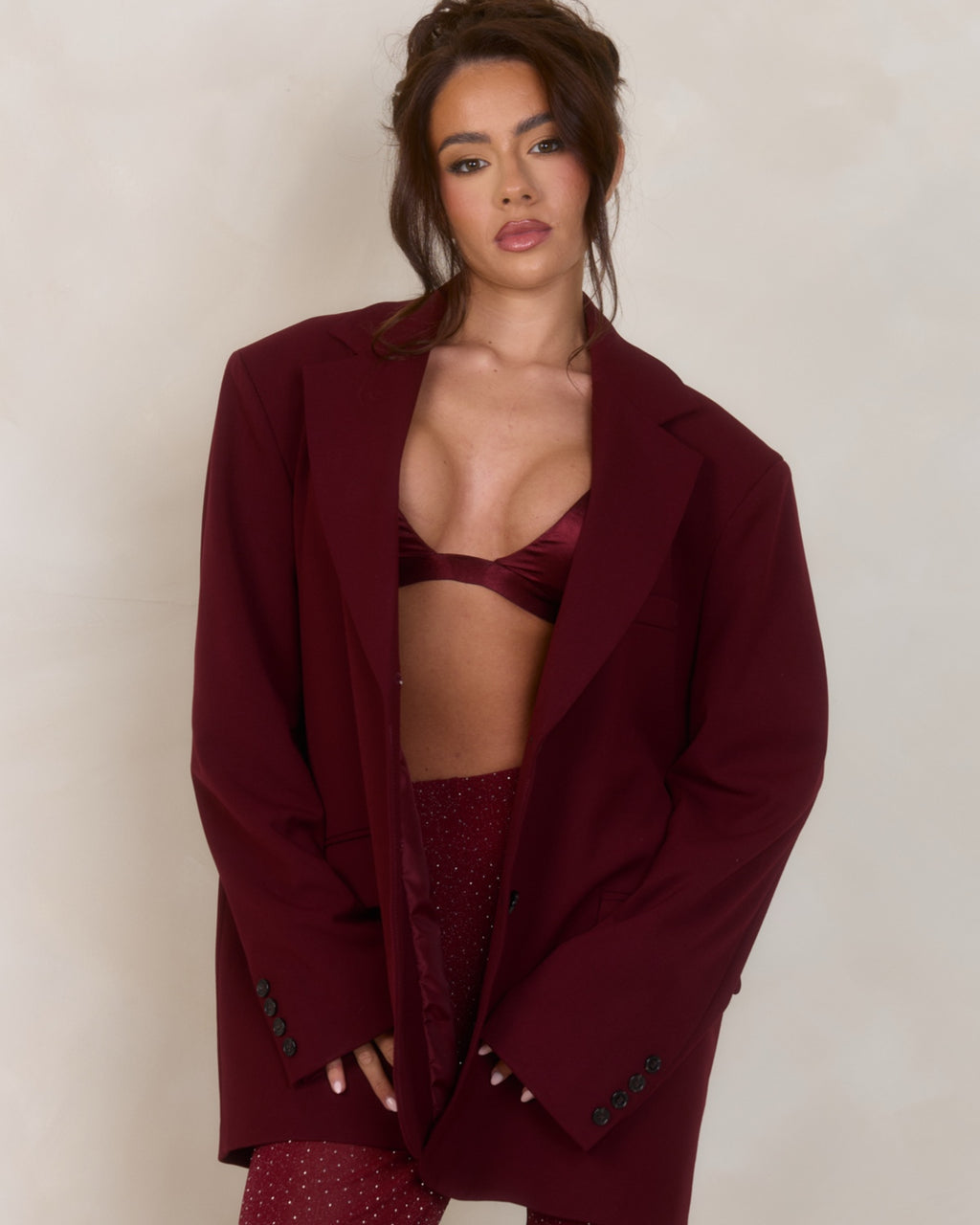 Oversized Blazer - Burgundy