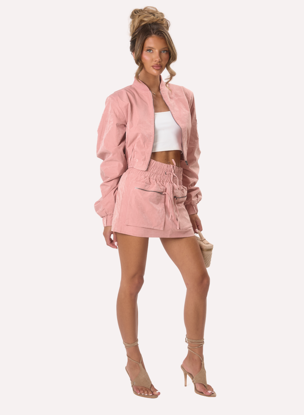 Cargo Inspired Mini Skirt - Pink