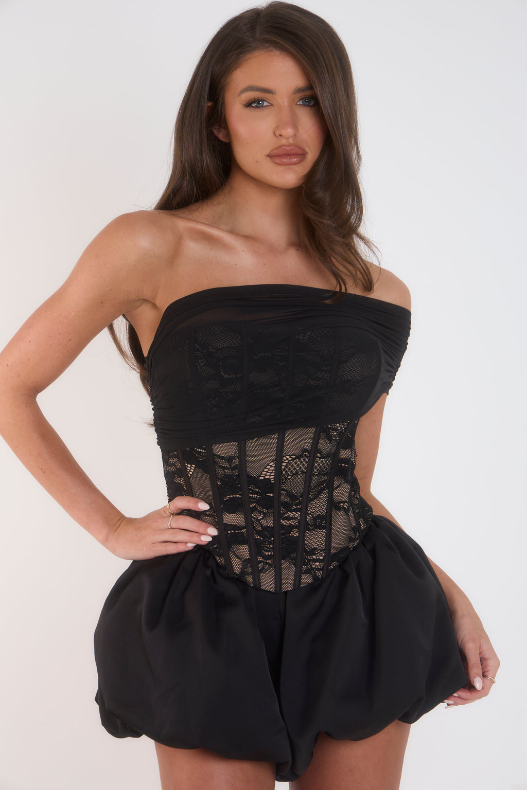 Satin Puff Ball Shorts - Black