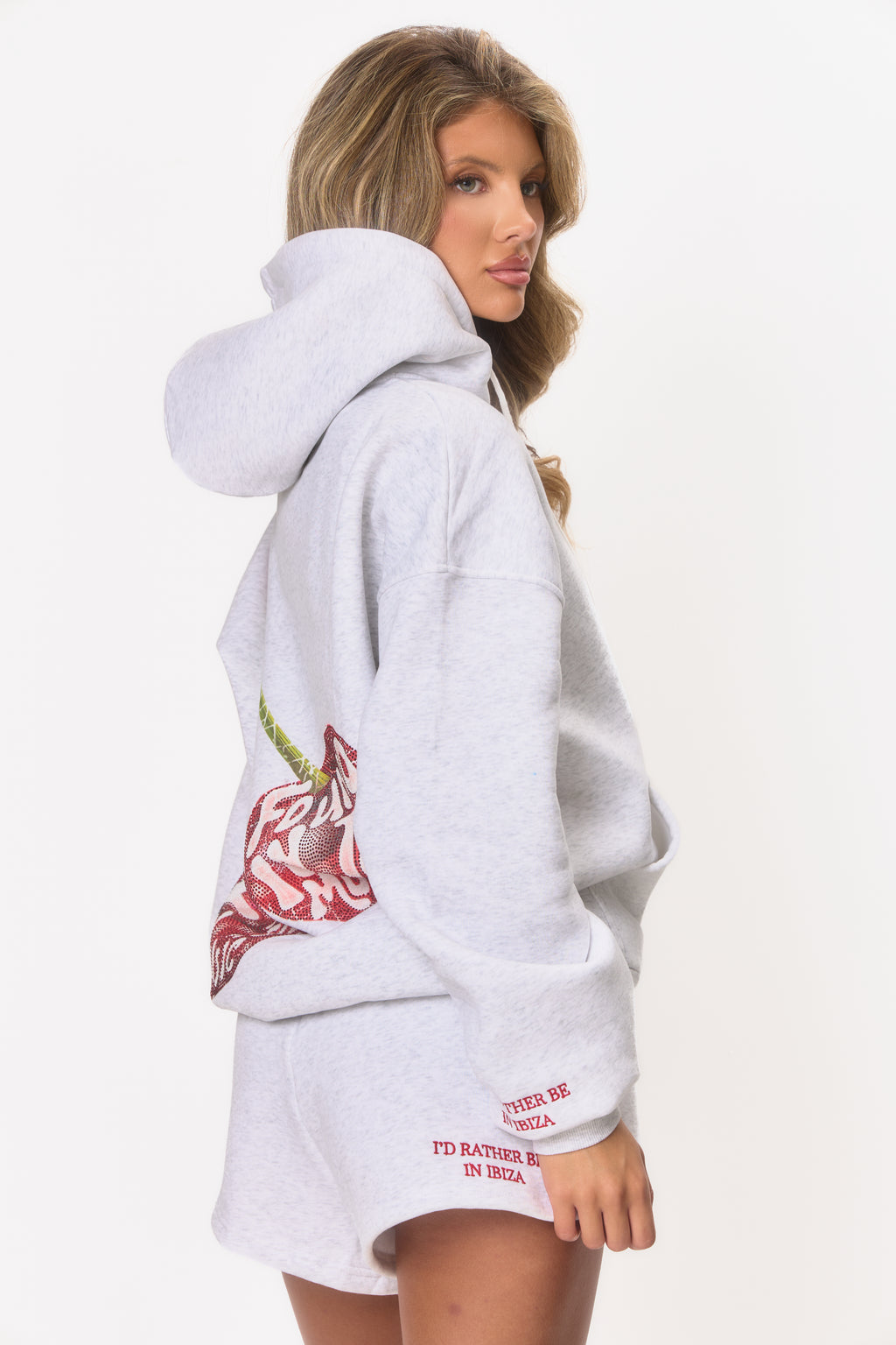 EARLY ACCESS: Graphic Rhinestone Zip Jacket - Marl Grey Cherry