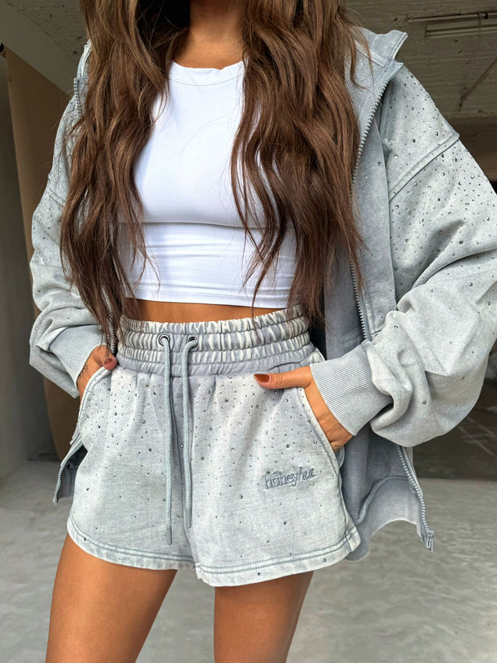 THH Rhinestone Jogger Short - Grey