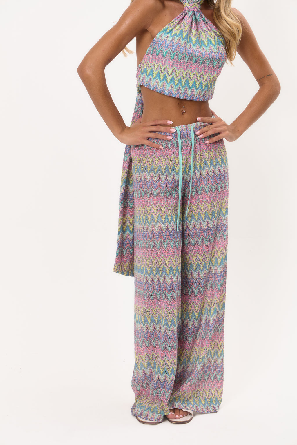 Knot Detail Halter Neck Top - Pastel