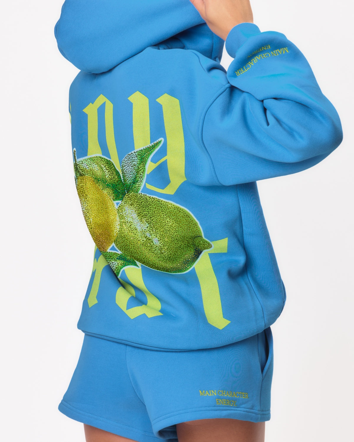 Graphic Rhinestone Zip Jacket - Cobalt Lemons