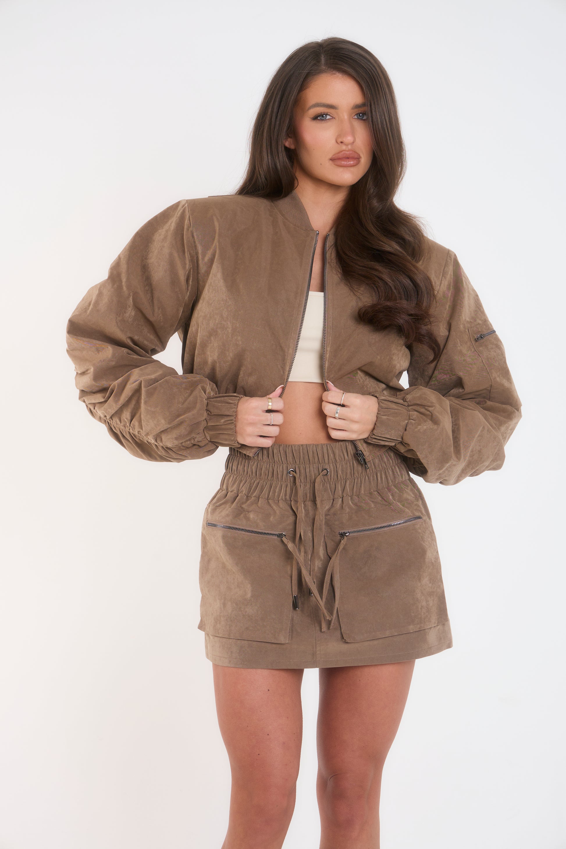 Cargo Inspired Mini Skirt - Brown