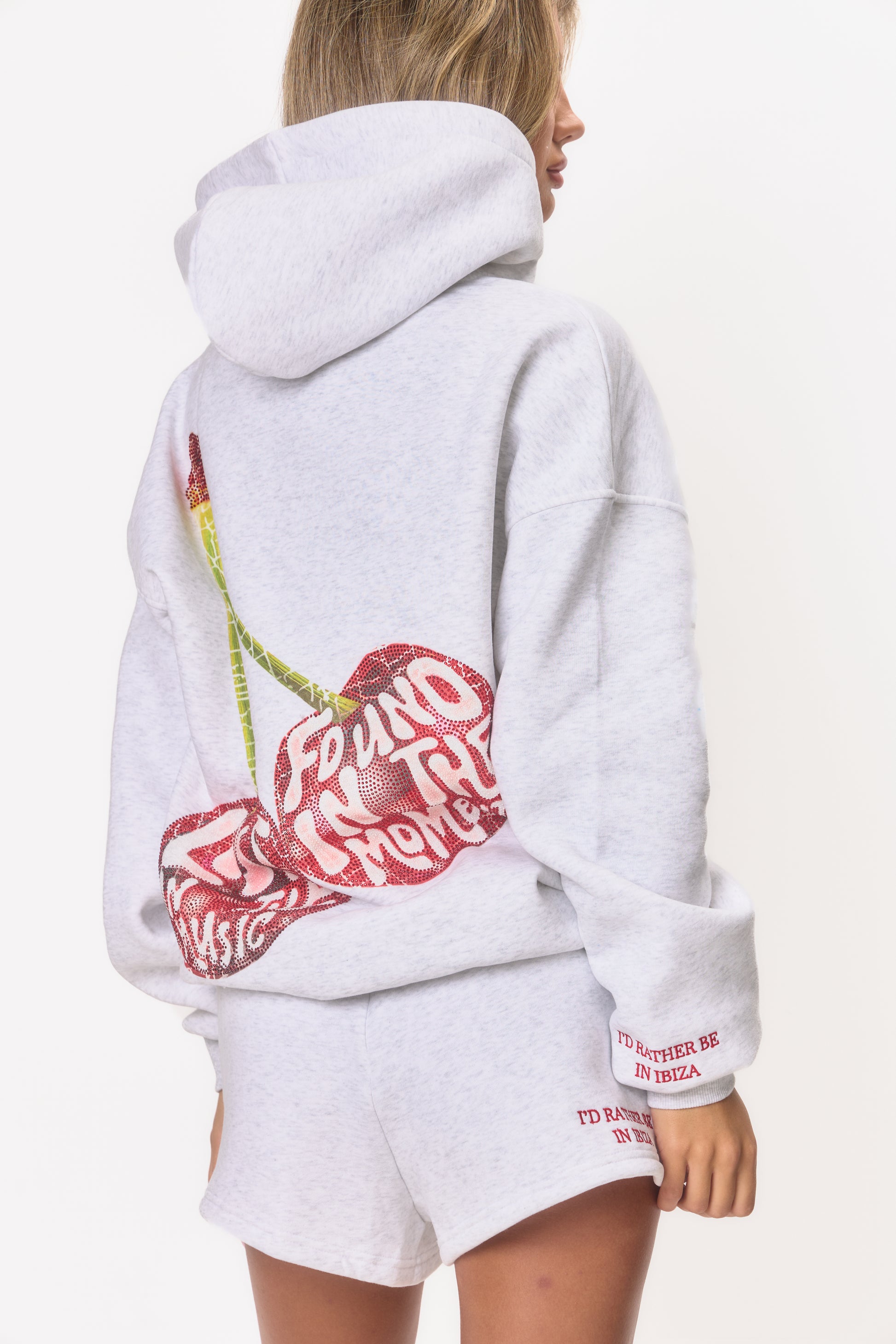 EARLY ACCESS: Graphic Rhinestone Zip Jacket - Marl Grey Cherry