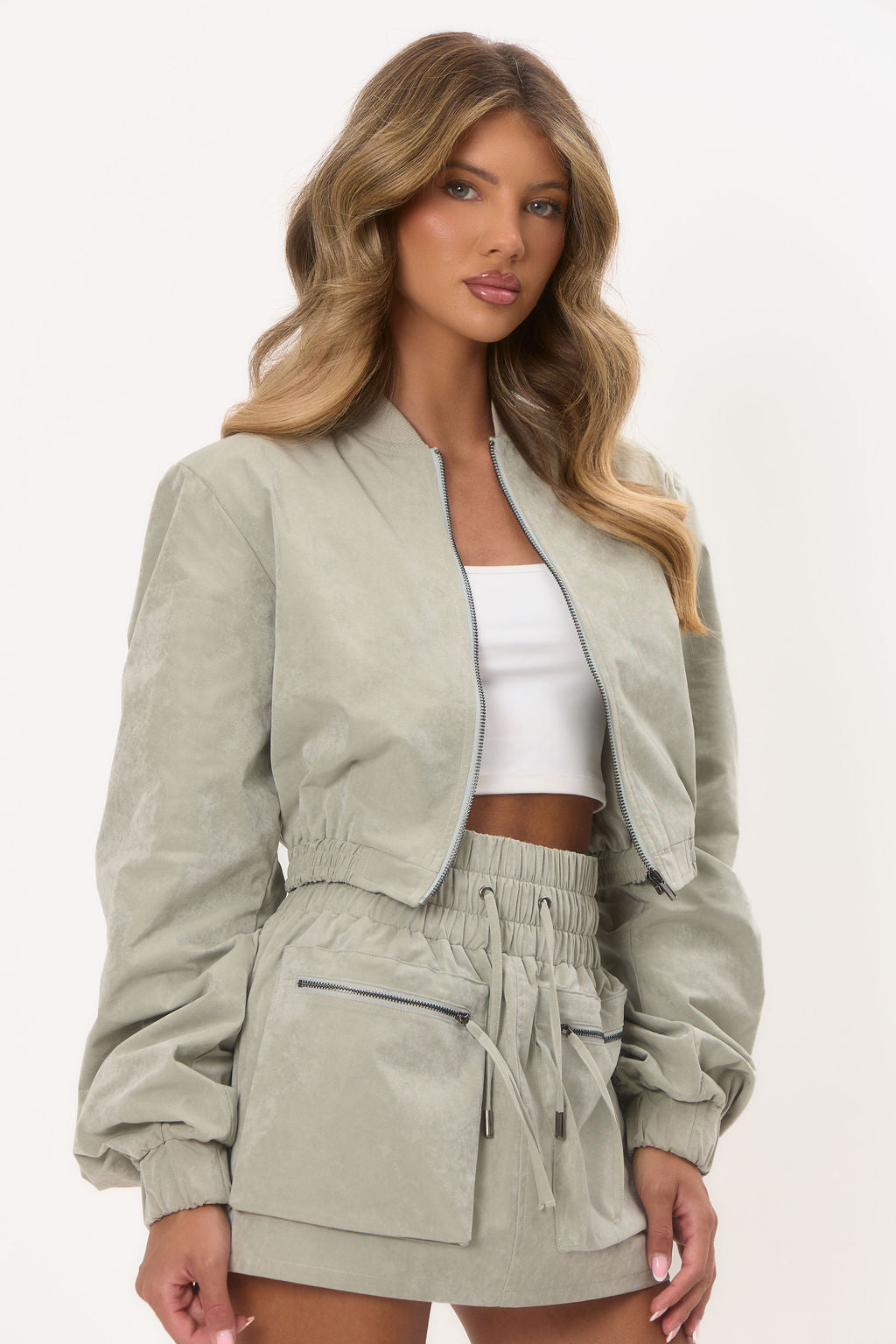 Cargo Inspired Mini Skirt - Green
