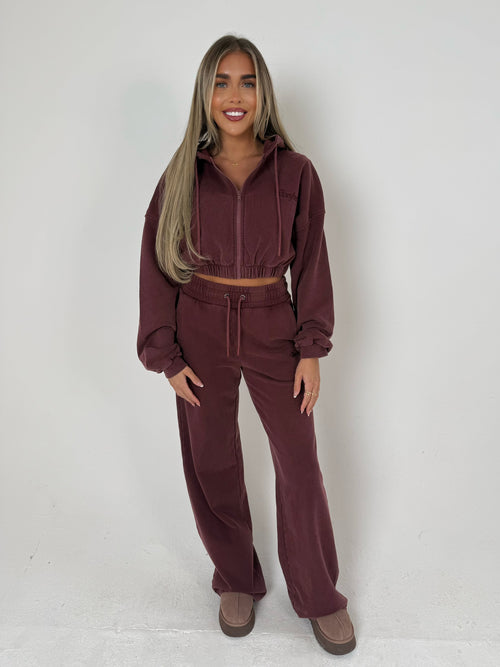 THH Crop Zip Jacket - Burgundy