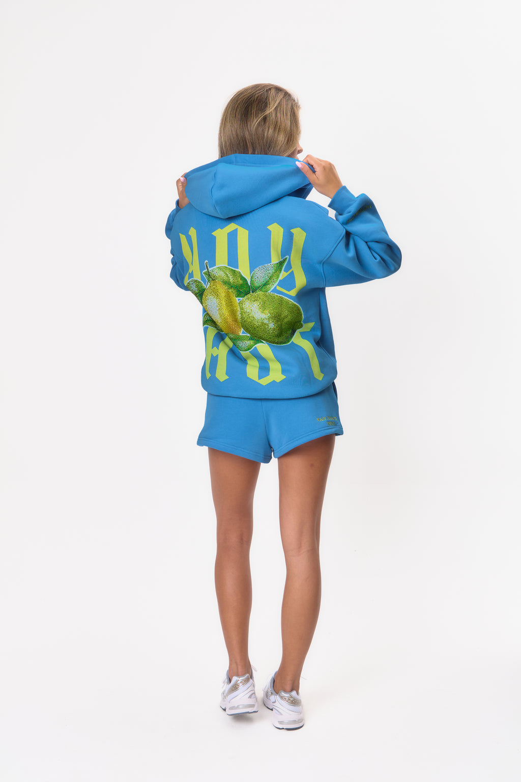 High Waist Slogan Jogger Short - Cobalt Lemons