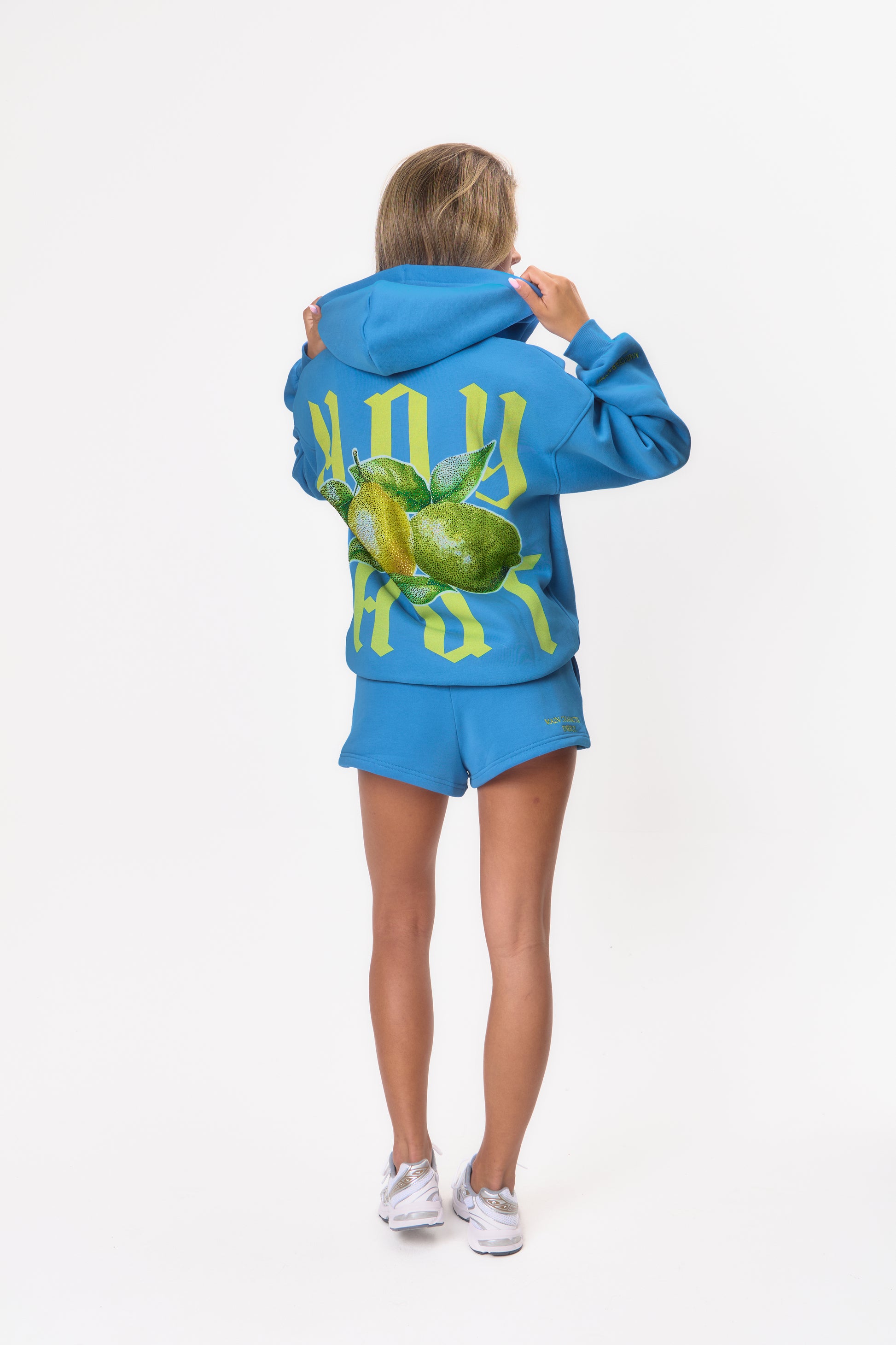 High Waist Slogan Jogger Short - Cobalt Lemons