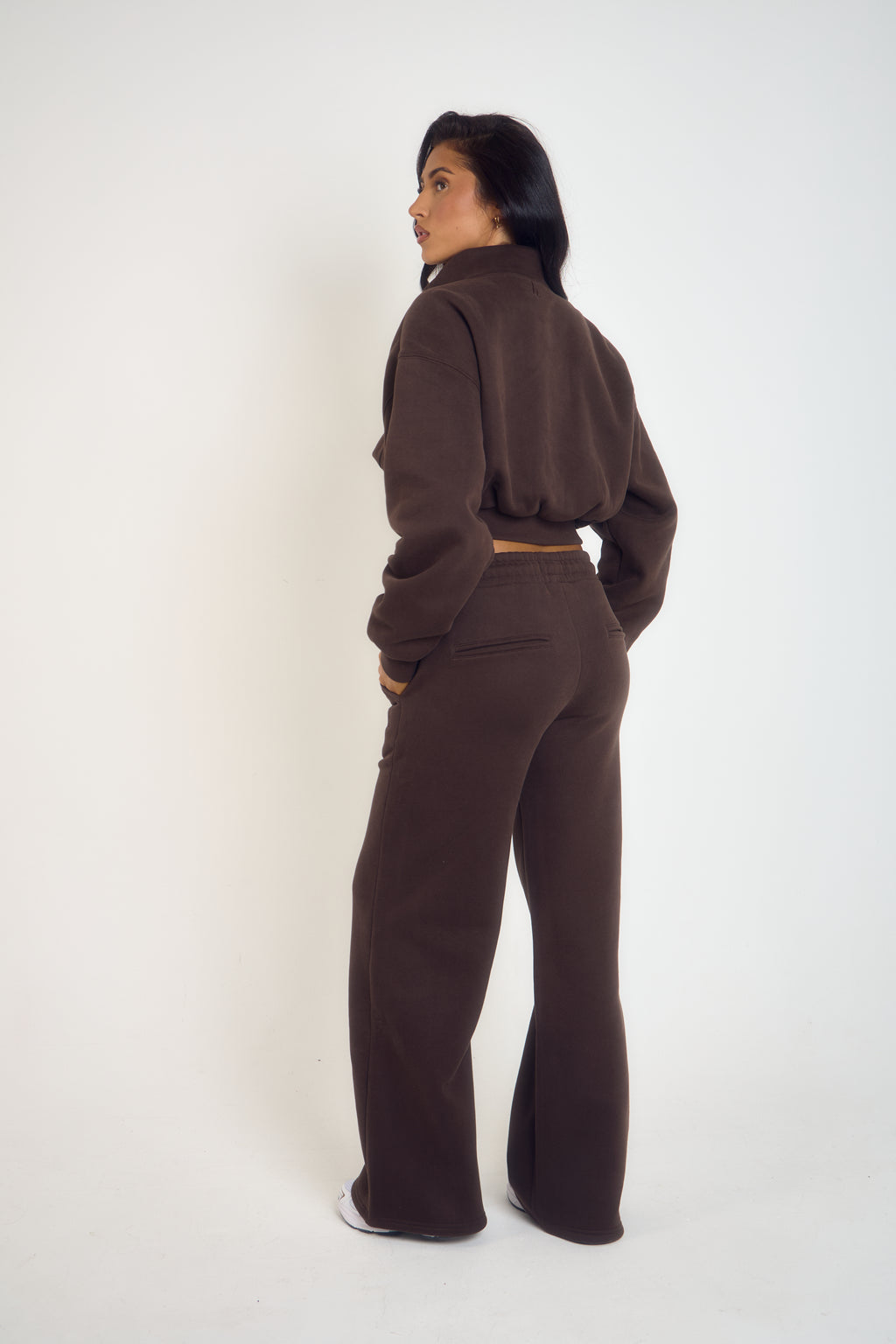 ‘Signature Staples’ Wide Leg Joggers - Brown